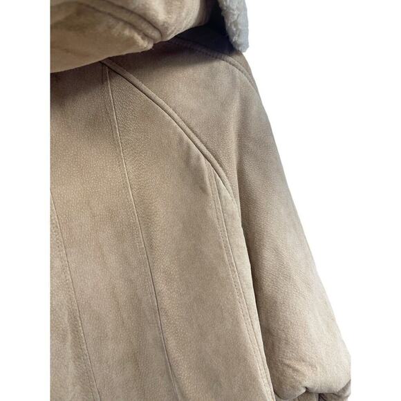 Vintage Penny Lane Style Genuine Leather Sherpa Winter Coat Western Womens XL - Picture 12 of 14
